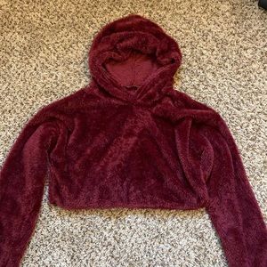 SHEIN Soft Velvet Cropped Hoodie